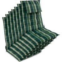 7er Set Sun-HL Hochlehner Auflage 120x50x8cm Grün-Kariert
