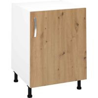 Pegane – Meuble bas de cuisine 1 porte chêne albar – Dimensions 85 cm hauteur x 60 cm longueur x 58 cm profondeur – Panneaux mélamine haute densité