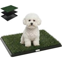 PawHut inodoro para perros con césped artificial, 63x50,5 cm, bandeja sanitaria para perros para entrenamiento, con drenaje, diseño de 3 capas, verde