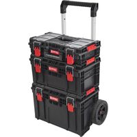 Qbrick – Coffret de 3 caisses à outils empilables IP66 – 1 chariot trolley 37L avec manche télescopique – 1 toolbox 250 Vario 28L – 1 toolbox 150 Profi 13,5L