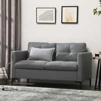 Modern 2-Seater Sofa, Linen Look, Dark Grey
