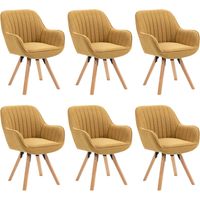 MEUBLES COSY Set mit 6 skandinavischen Drehstühlen aus gelbem Stoff