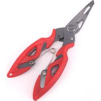 Alicates de pesca, tijeras, cortador de línea trenzada, desanzuelador, herramienta de pesca, tijeras multifunción, 1 pieza (rojo)