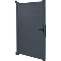 Idmarket – Portillon aluminium 100x160 cm gris anthracite – Résistant aux intempéries – Serrure à clé – Ouverture battante – Kit de visserie inclus