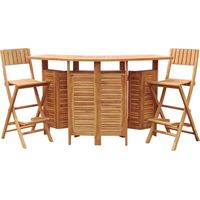 Axi Bruno Ensemble De Bar En Bois De Teck Avec 2 Tabourets Set De Jardin Pliable Avec Espace De Rangement Table De Bar Avec Tabourets Ensemble De Meubles Pour L'Extérieur