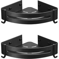 Vtizikl Étagère d'angle de douche, étagère murale de salle de bain sans clous, adhésive (sans perçage), lot de 2 avec 4 crochets amovibles, panier de rangement en aluminium antirouille, rangement susp