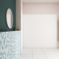 AICA Panel angular de pared para ducha en Aluminio, Blanco mate, 40x100x100x210cm, Revestimiento de paredes