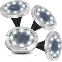 Lampe Solaire de Jardin 8 LED 6000K Blanc Froid Imperméable IP65 Spot Encastrable Extérieur Sol Jardin Lot de 4