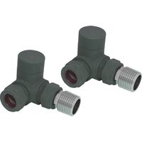 Anthracite Corner Lockshield Heated Tower Rail Radiator Valves Brass 1/2" x 15mm -Twin Pack