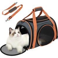 Sac Transport Chat, Caisse de Transport Chat Respirant et Pliable, Cage Transport pour Chat avec Grand Espace, Sac Transport Chat Ouverture Matelas en Peluche Amovible, Panier Transport Chat-LIAIKI