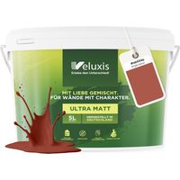 Wandfarbe Rot Braun Orange Matt Innenfarbe – Deckkraft Klasse 1, VOC-frei, Ohne Grundierung, Tropfarm – Wohnzimmer & Schlafzimmer – 2,5L – Veluxis (Simple Saffron)