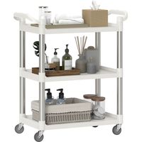 Carrito de Cocina de 3 Niveles Carrito de Almacenamiento de Aluminio Carga 105 kg para Comedor Sala 88x44x93 cm Blanco