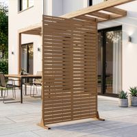 Cloison de séparation Nodepp pour extérieur et intérieur acier galvanisé 180 x 120 x 40 cm marron casa.pro