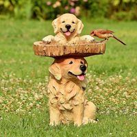 outdoor Birdbath,resin Based Fountain Puppy Bird Feeder For Decorating The Yard
