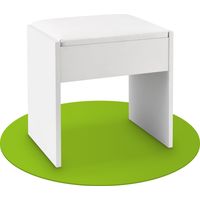 Juskys Coiffeuse avec Tabouret Melly – Tabouret en bois avec coussin rembourré et housse en cuir synthétique – Tabouret rembourré moderne 40 x 30 x 43 cm en blanc