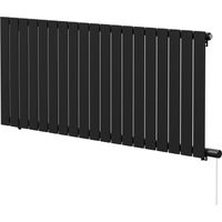 Hudson Colore Matt Black 600mm x 1440mm Horizontal Electric Single Panel Radiator