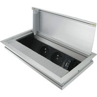 Borne encastrable versaflap - Largeur : 120 mm - Version : 2 prises secteur + 1 USB 5 V + 2 RJ45 - ASA