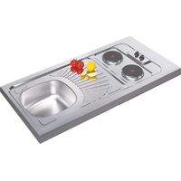 Moderna – Recouvrement inox 120x60 cm réversible – 2 plaques électriques 1500W – Cuve soudée avec égouttoir pétale – Vidage complet fourni