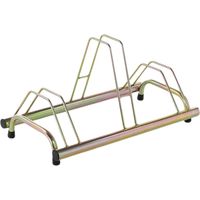 ANDRYS - Rastrelliera Porta Biciclette a Pavimento da Esterni e Interni 3 Posti, con Tappi in Pvc Neri, con Sistema di Posteggio Alto e Basso, Zincatura a Freddo, Colore Tropical Oro, 77 x 42 x 40 cm
