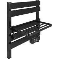 YOEVU Toallero eléctrico Negro, con Estante, 150W, aleación de Aluminio Pantalla LCD táctil, Temporizador programable, diseño Compacto Secado eficiente y Ahorro de energía