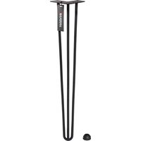 HOLZBRINK Pied de Table en Acier Hairpin Double Barre 12 mm, Hauteur: 30 cm, Noir Foncé, 4 pcs, HLT-12A-30-9005