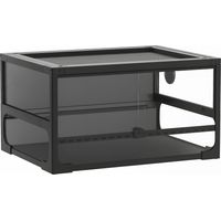Rettilario pieghevole rialzato con coperchio pareti vetro temperato e plastica nero 60x45x32 cm