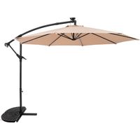 LED Ausleger-Sonnenschirm 3m Beige Bananenschirm & Halber