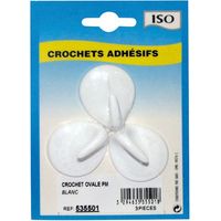 Crochet adhésif ovale céramique blanc pm bl3 - ISO