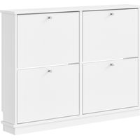 SoBuy Armario zapatero blanco con 4 puertas Mueble organizador de entrada con diseño compacto Estantería plegable para zapatos en MDF 105×18×78 cm Capacidad de carga 33 kg FSR216-W