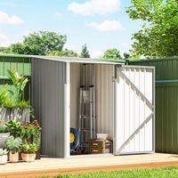 Casetta da Giardino Porta Attrezzi in Acciaio Galvanizzato con Porta a Battente, 100x104x160 cm, Grigio Chiaro