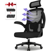 Sedia ufficio ergonomica con braccioli pieghevoli, sedia da ufficio con supporto lombare regolabile, sedia ergonomica girevole e reclinabile, ruote silenziose aggiuntive