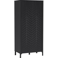 Armoire Mavtoru 106, Noir, 198x90x55cm, Portes d'armoire: Avec des charnières, Nombre d'étagères: 0