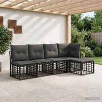 vidaXL Outdoor Sofa Set Black Poly Rattan