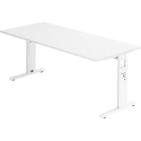 bümö Schreibtisch Serie-O Rechteck: 180 x 80 cm Weiß Weiß
