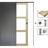 Puerta corredera de madera Ayous con acristalamiento transparente H204 x L83 cm, empotrada, kit de acabado para GD MENUISERIES