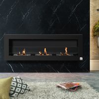 Chimenea de bioetanol empotrable de pared con 3 quemadores, capacidad total de 3 litros, tiempo de combustión aproximado de 3 horas, dimensiones 120 cm de largo x 15 cm de ancho x 40 cm de alto, acero