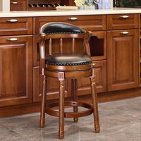 Cow top Leather Wooden Bar Stools, 360 Degree Swivel Bar Height Chair with Backs for Home Kitchen Counter, Morden Chair Barstools