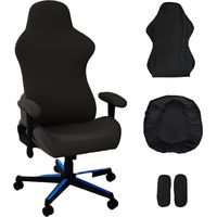 Funda para silla gaming con cojín y reposabrazos, elástica, negra, extraíble, lavable y antideslizante.