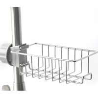 Étagère de douche suspendue en acier inoxydable, montage sans perçage, avec crochets, porte-éponge, panier à savon, porte-savon pour barres de douche rondes de 20 à 22 mm de diamètre.