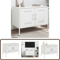 Meuble TV blanc 68x39x50,5 cm acier - Meubles Tv - Meuble Tv Industriel - Meuble Tv Blanc - Rangement Tv - Support Tv Mural