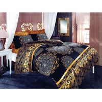 Bettwäsche - 1 Bettbezug 220 x 240 cm + 2 Kissenbezüge 60 x 60 cm - 100% verstärkter Baumwolle - Schwarz