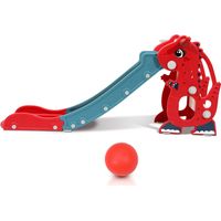 Wolketon Toboggan enfant bébé 145 cm toboggan de jardin 4 en 1 toboggan toboggan basket rouge