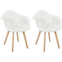 Lot de 2 Fauteuils - HOME DECO FACTORY - Scandinave Patchwork - Beige et Marron
