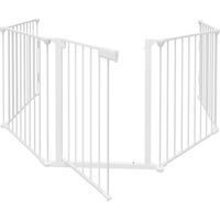 SWANEW Barriera antincendio con portone, 5 elementi,Barriera di sicurezza per bambini, pieghevole, lunghezza totale 310 cm,bianco