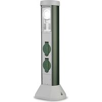 Rev Ritter 0068206261 GC - Presa elettrica multipla da giardino, 2 prese e cavo da 10 m, a colonnina, con temporizzatore