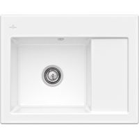 VILLEROY ET BOCH Subway 45 Fregadero compacto de 1 seno 65 x 51 cm desagüe derecho Snow White CeramicPlus con desagüe manual