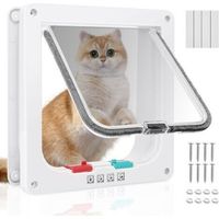 BUNTHAUS (L)Chatière pour Chats,Verrouillage à 4 Voies Chatière 25 × 23.5cm pour Chats et Petits Chiens de circonférence ,Chatiere pour Chat Isolante