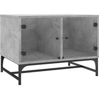 Mesa de centro de diseño moderno con puertas de cristal 68,5 x 50 x 50 cm madera de ingeniería gris cristal y acero DEC037735