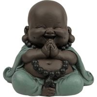 Statua Boudha Rieur - Decorazione Zen e Feng Shui - per creare un'atmosfera rilassante e spirituale - idea regalo originale - Larghezza: 9 cm - Colore: verde e marrone - Zen'Light
