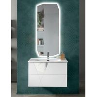 Mobile da bagno sospeso moderno base 80 CRIZIA con lavabo BIANCO OPACO
